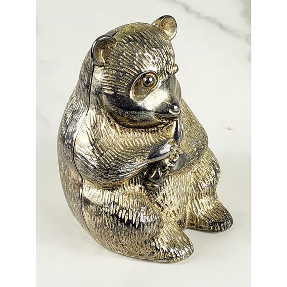 Panda Bear Silver Coin Bank 3 7/8" x 3" Piggy Bank Nursery Decor 90s Accent - Picture 10 of 14